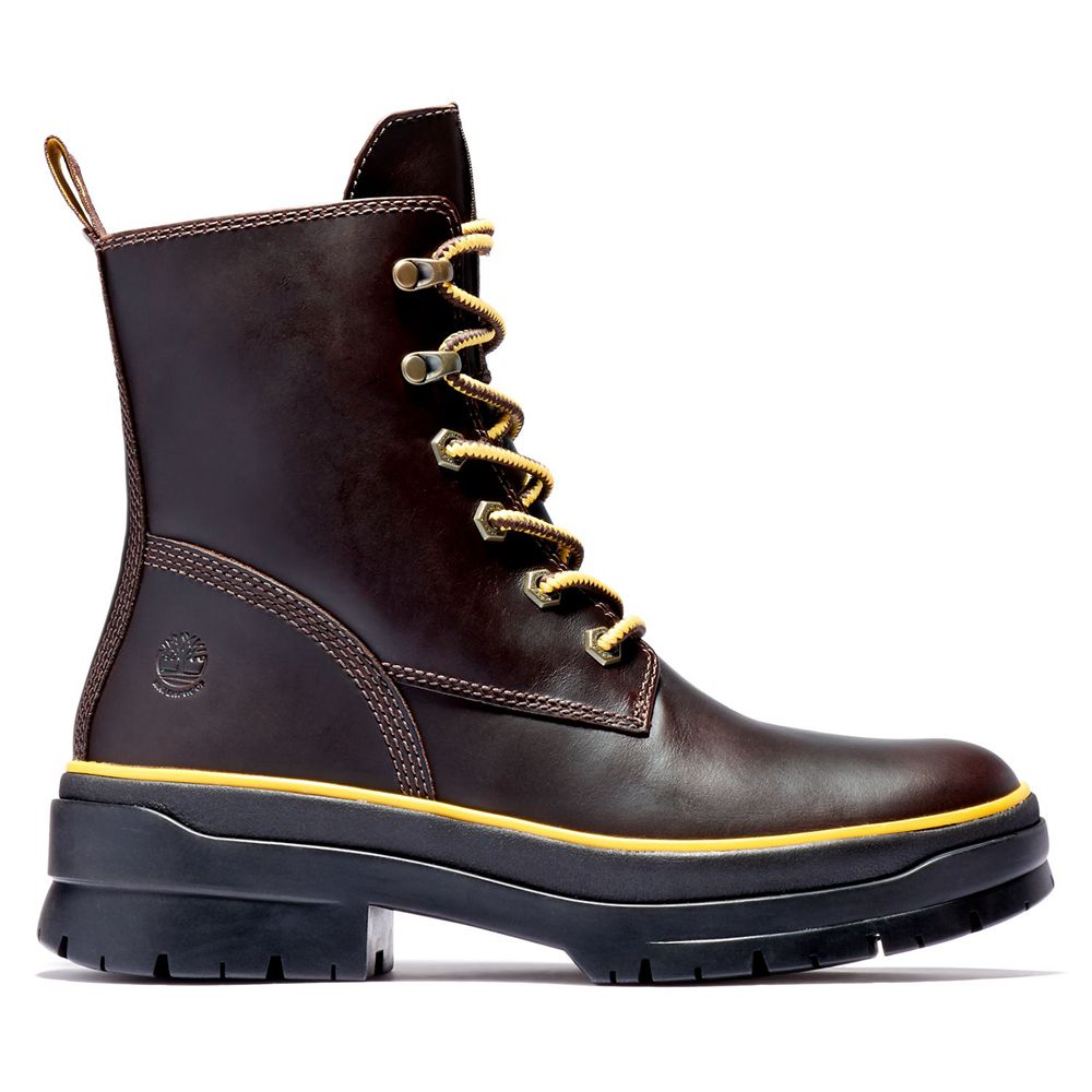 Botas Con Cordones Timberland Mujer Malynn Ek+ Waterproof Marrones Oscuro - Chile NOV-324051